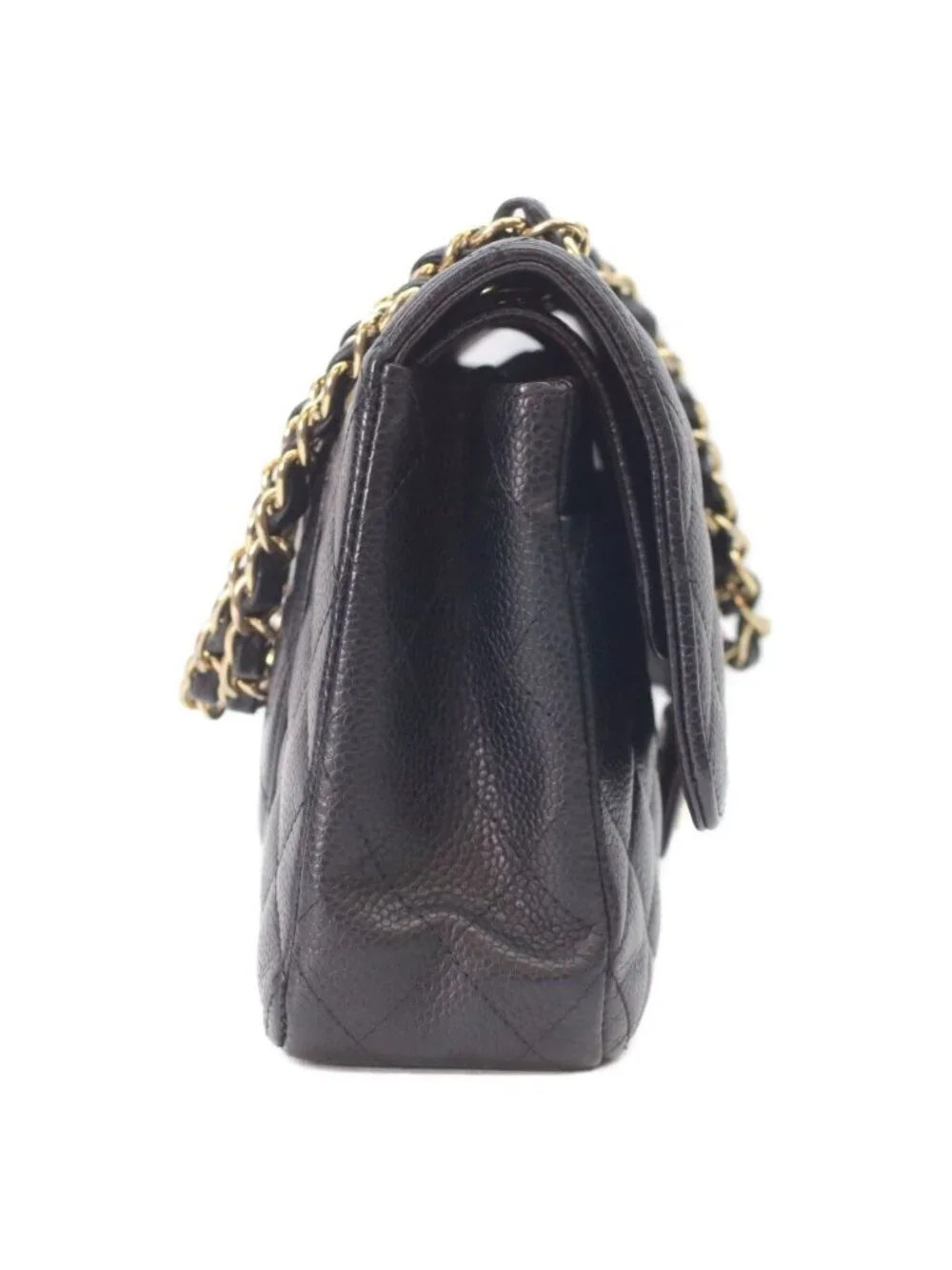 Chanel Black Caviar Gold Quilted 25 Shoulder Bag